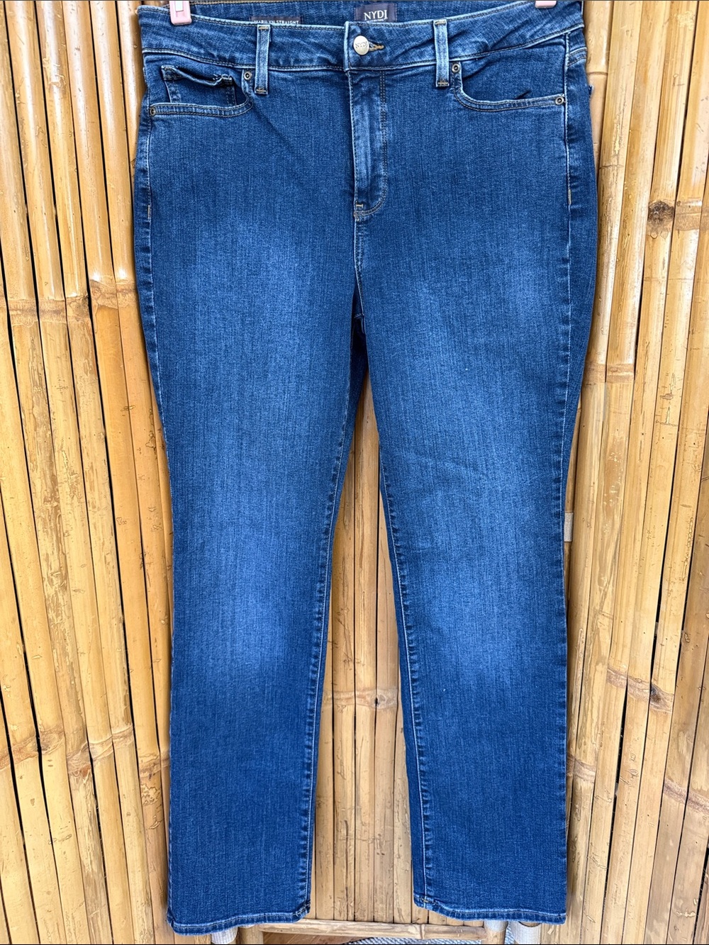 NYDJ Women’s Straight Leg Jeans - Classic Dark Blue Wash. Size 14